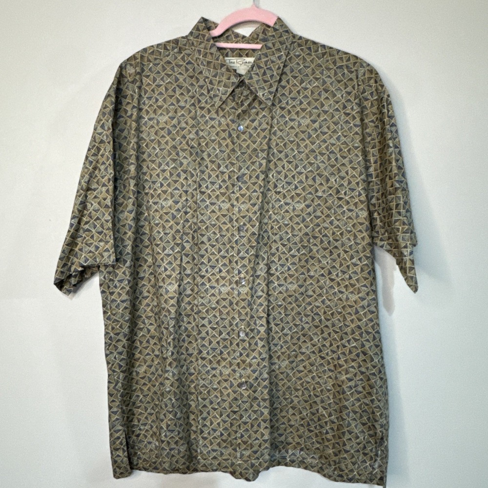 Tori Richard Hawaiian Shirt Size XL Mens Button Up Short Sleeve Cotton USA Brown